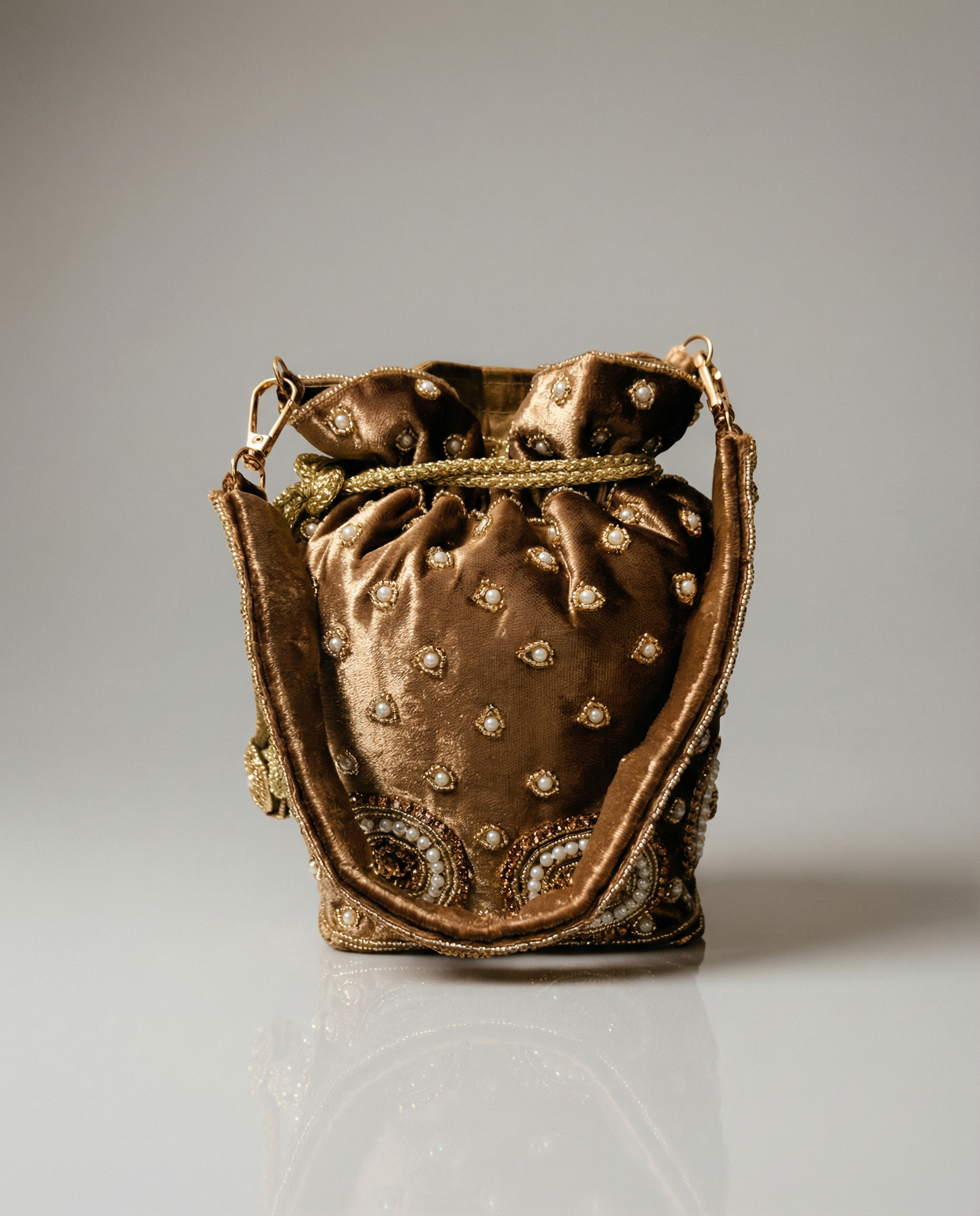 Velvet Potli Bag Coffee